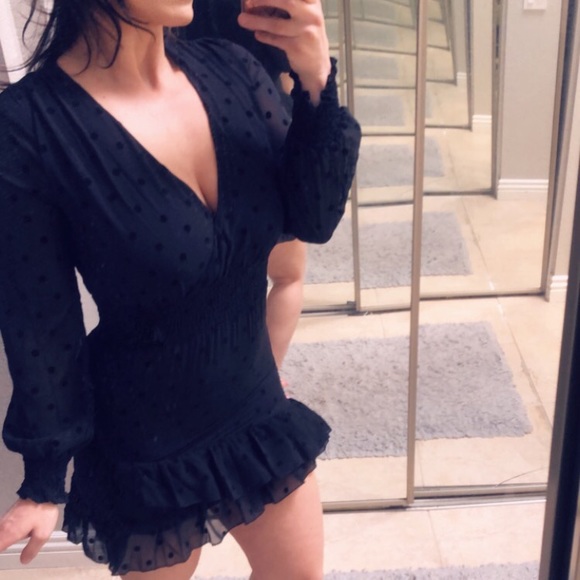 PrettyLittleThing Dresses & Skirts - PRETTY LITTLE THING VELVET POLKA DOT DRESS